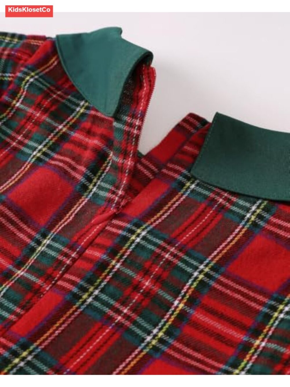 Girls Long Sleeve Plaid Dress with Peter Pan Collar - Picture 6 of 6